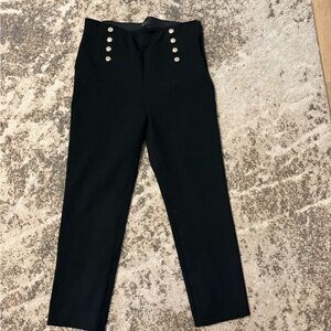 Ann Taylor Black Ankle Pants with Gold Buttons